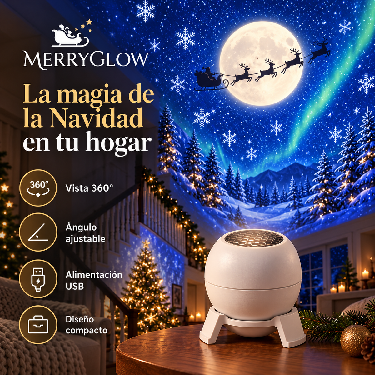 MerryGlow™ | Proyector Navideño Mágico 360°